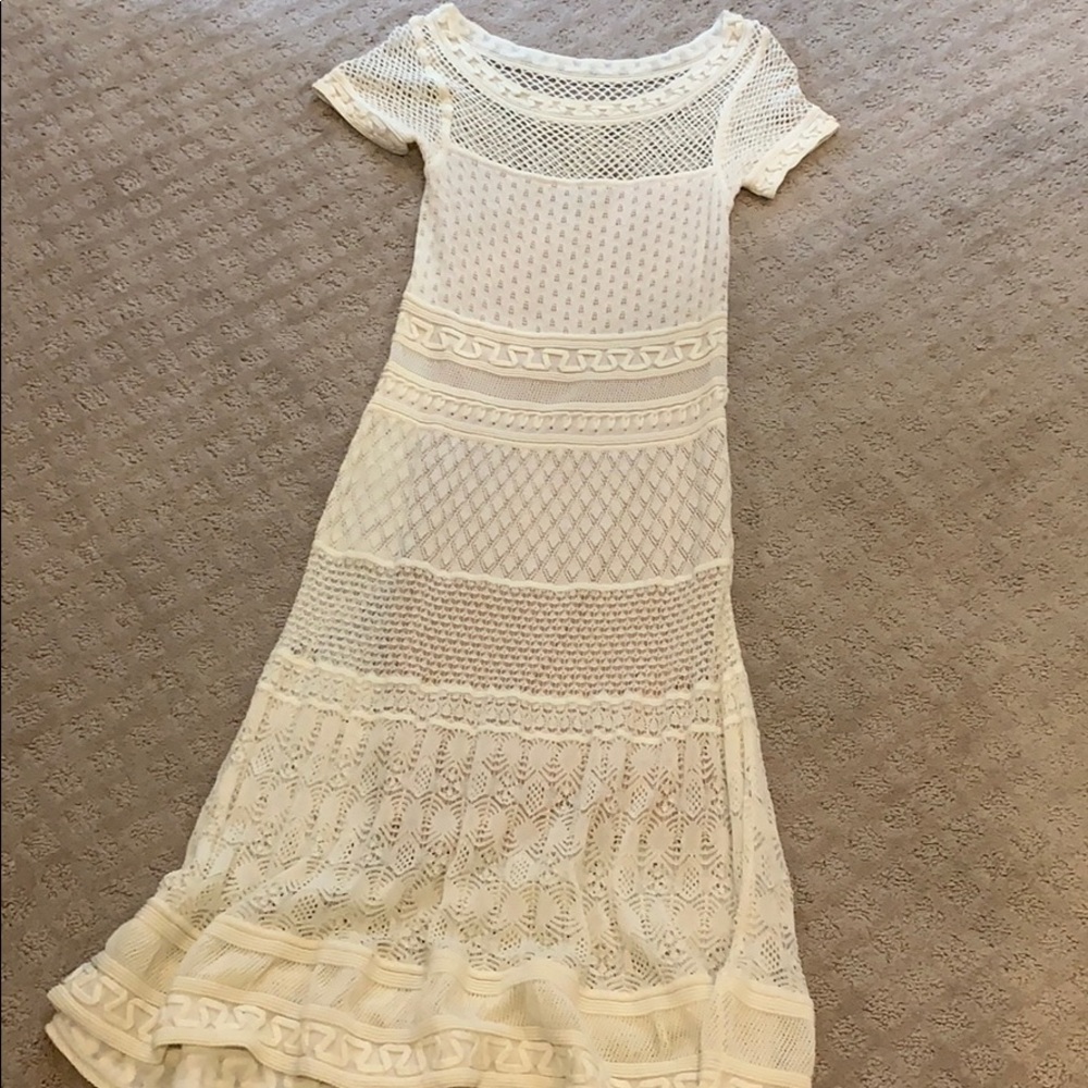 Crochet short sleeve midi dress